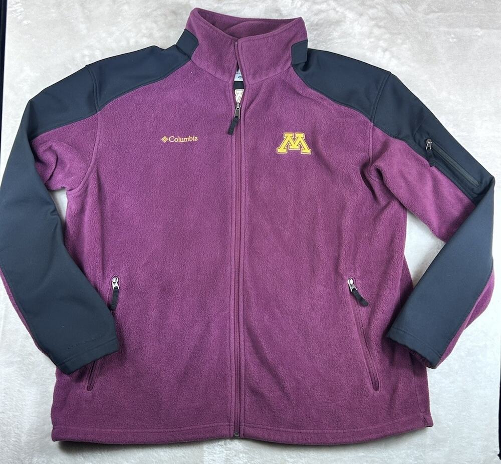 Columbia Minnesota Gophers Jacket Mens Sz XXL Maroon Full Zip Fleece Omni Shield
